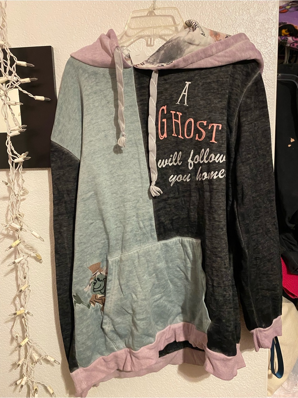 Disney Colorblock Hoodie Sweater - Light Blue, Black, Pink